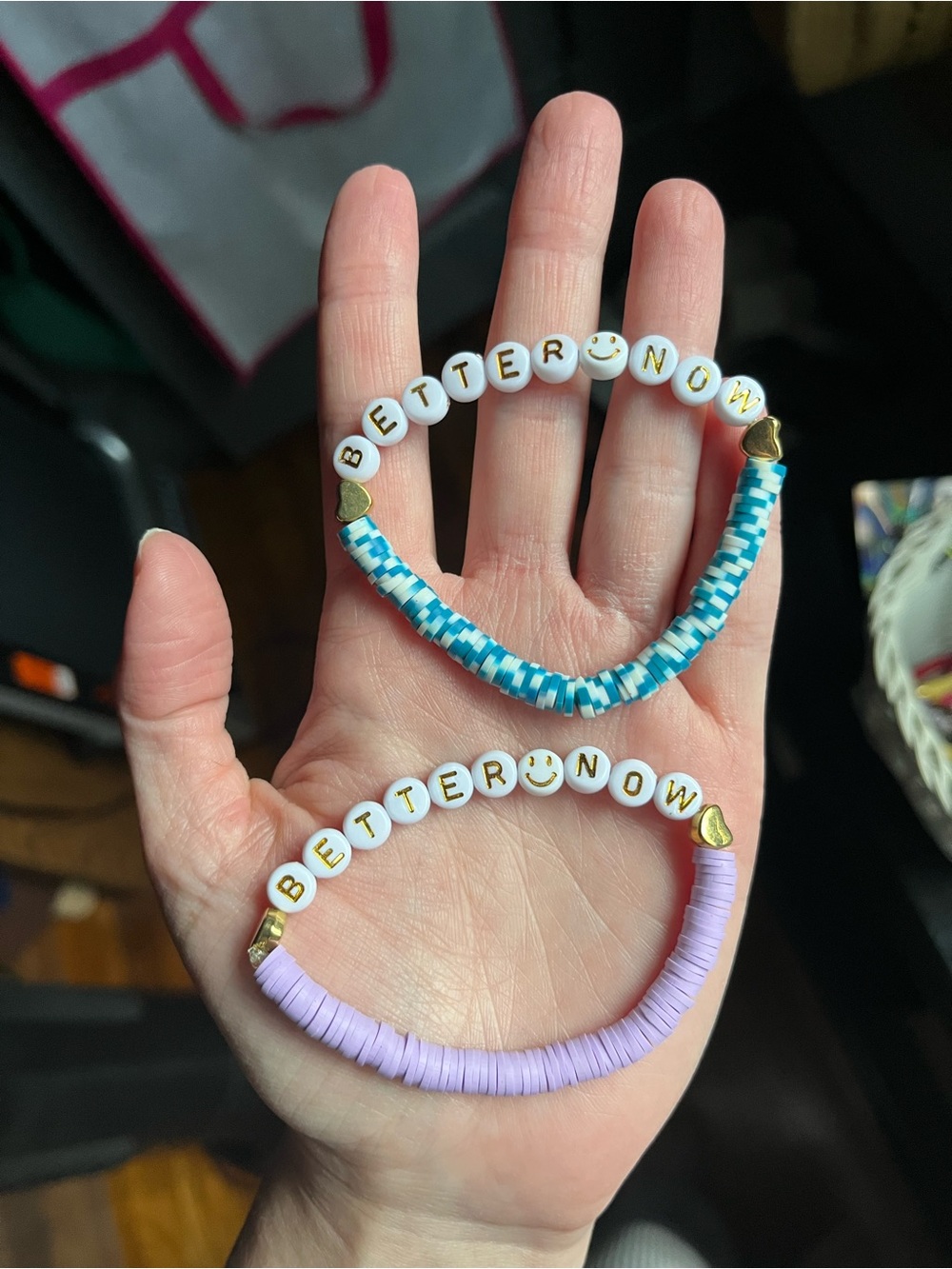 (1) Better Now Blue - Post Malone Hand Crafted Beaded Letter Stackable Bracelets
